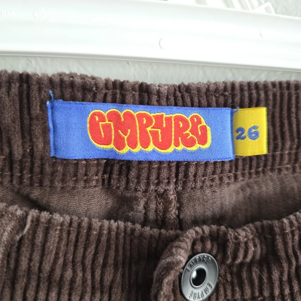 Empyre Mens Junior Corduroy Skate Pants Brown Relax Loose Fit Baggy Size 26